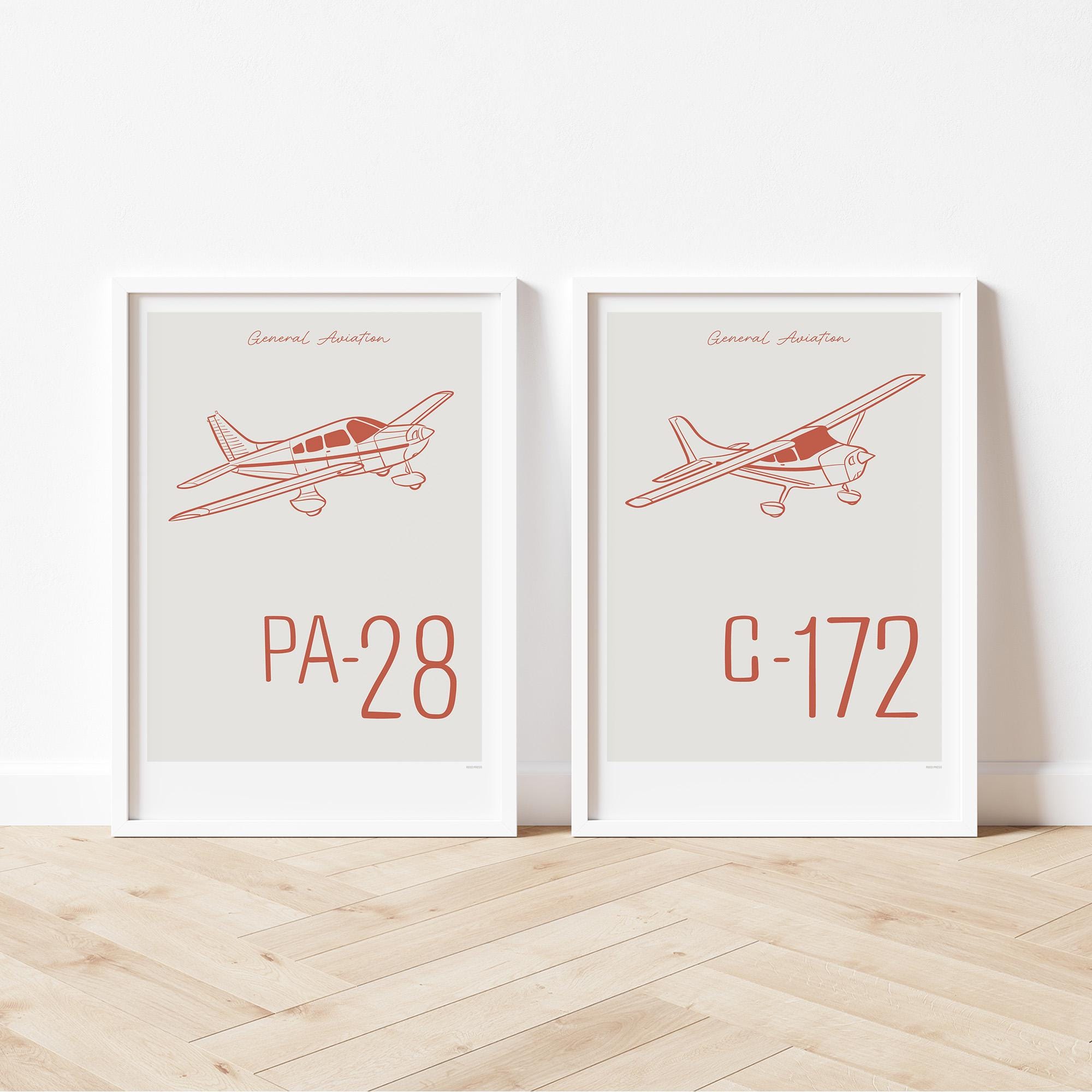 Plane Framed Poster, PA-28 Poster, Elegant Wall Art, Airplane Framed Wall Art, Art Prints framed, Pilot Gift, factory Framed matte paper poster