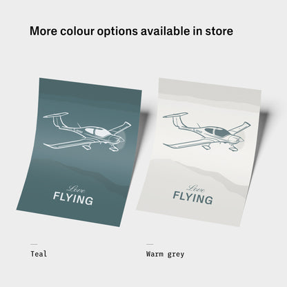 Writing that says more colour options available in store, Teal and Warm Grey with the correspondent prints next to each