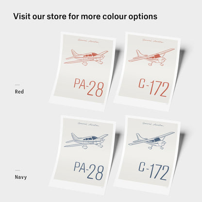 Writing that says visit our store for more colour options, Red and Navy with the correspondent prints next to each